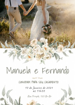  Convite Fotografia de fundo não editável, floral, simples