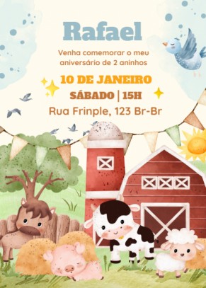  Convite animais, fazenda
