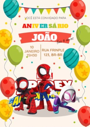  Convite Spidey gratuito, balões
