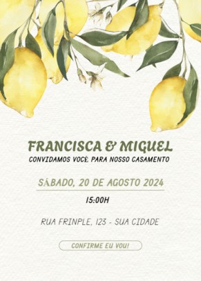 Convite casamento grátis, limões no topo