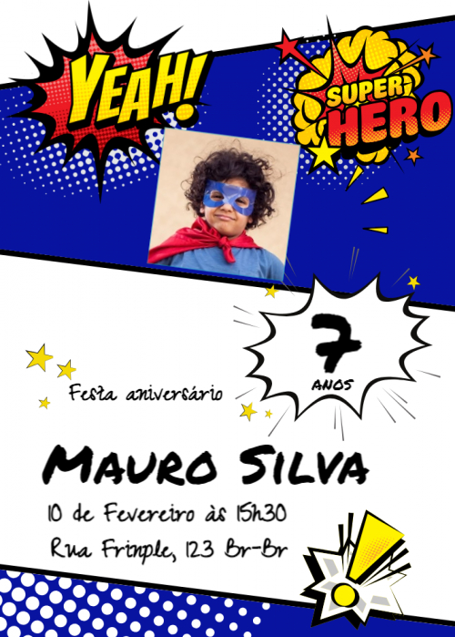  Convite Super Hero com foto