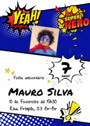  Convite Super Hero com foto