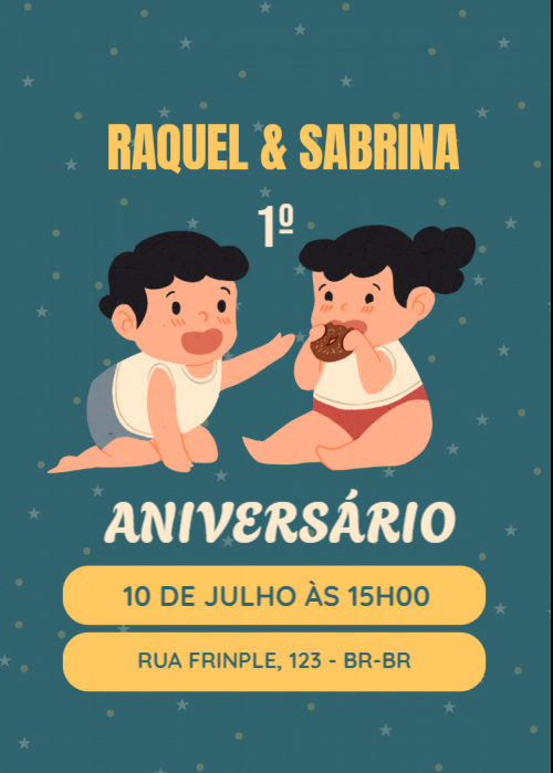 Convite aniversário grátis duas crianças