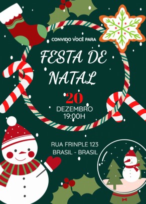  Convite Natal com boneco de neve