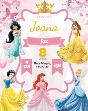  Convite Princesas, borboletas