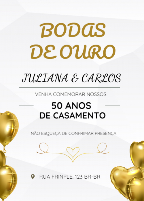  Convite Balões dourados