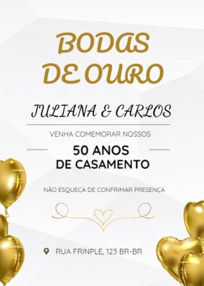 Convite Balões dourados