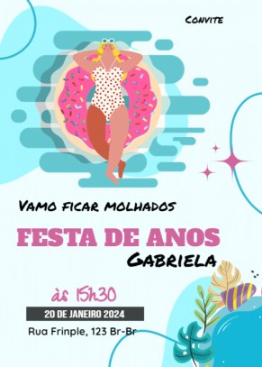  Convite Festa piscina, deitada na boia