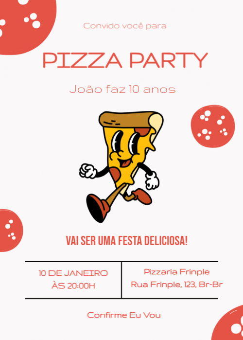  Convite Pizza Party Criança
