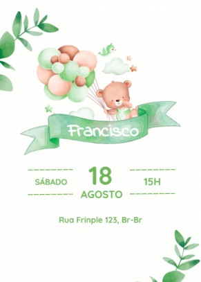 Convite chá de bebê ursinho