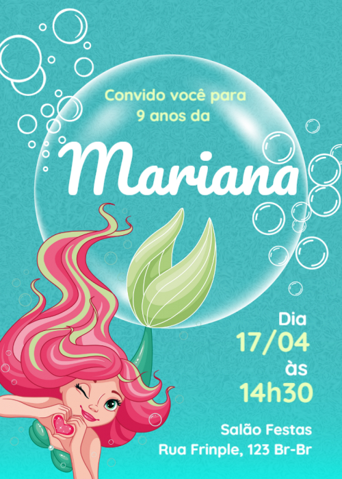  Convite Pequena sereia