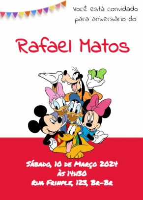 Convite Mickey e amigos