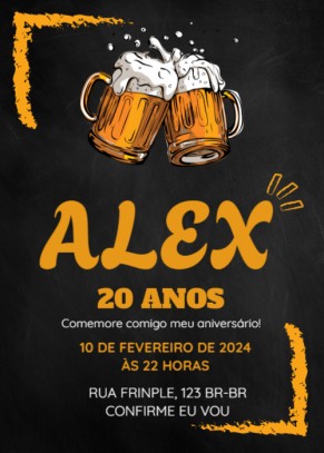  Convite Cerveja, fundo preto