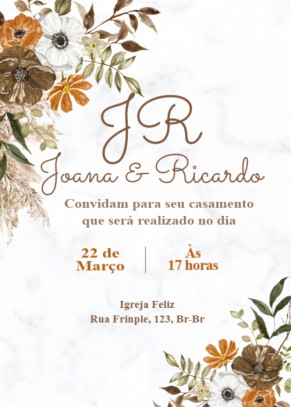  Convite Flores e folhas