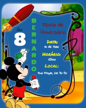  Convite Mickey escrevendo
