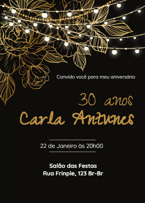  Convite Fundo preto, luzes, feitio canto