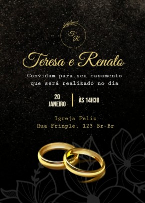  Convite Fundo preto, alianças