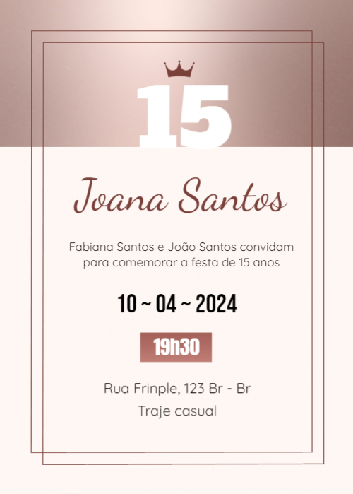  Convite Festa 15 anos, topo rosa