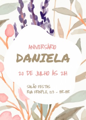 Convite aniversário grátis flores pintadas
