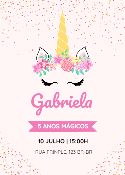 Convite aniversário criança unicórnio