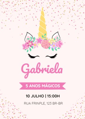 Convite aniversário criança unicórnio