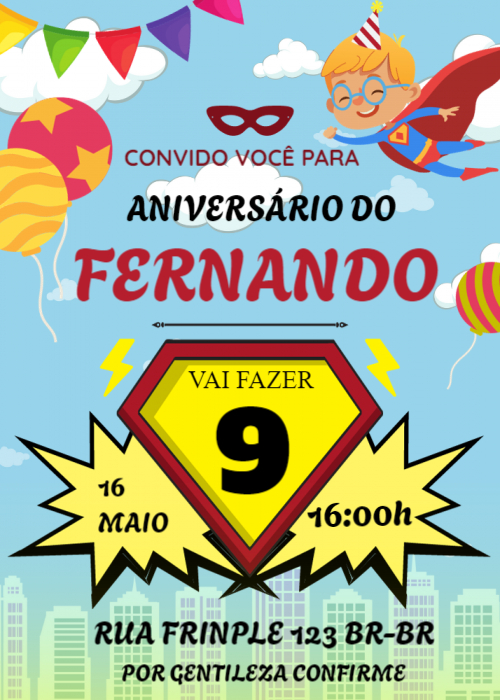 Convite Super homem