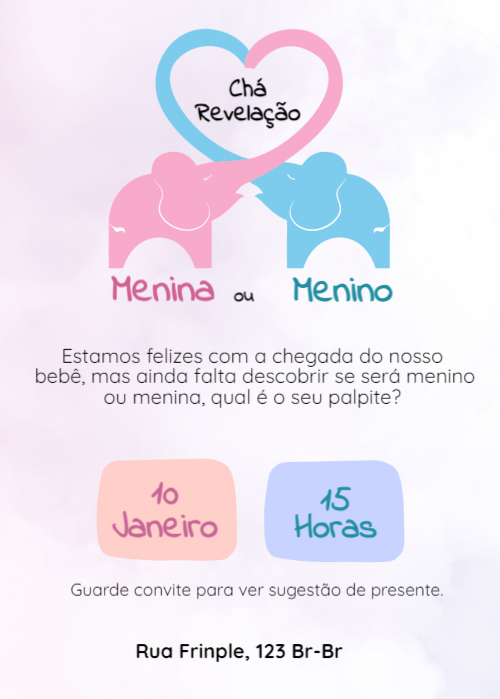 Convite Elefantes fazendo coração