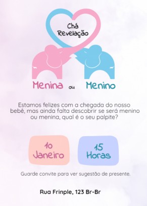 Convite Elefantes fazendo coração