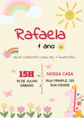 Convite aniversário criança 1 ano