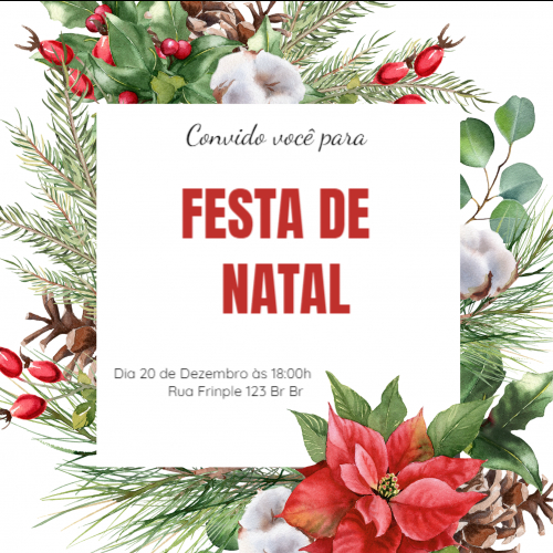 Convite Natal florido
