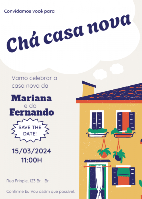  Convite Chá casa nova, Casa com chaminé