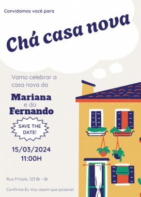  Convite Chá casa nova, Casa com chaminé
