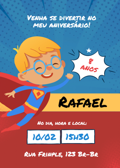 Convite Super menino criança