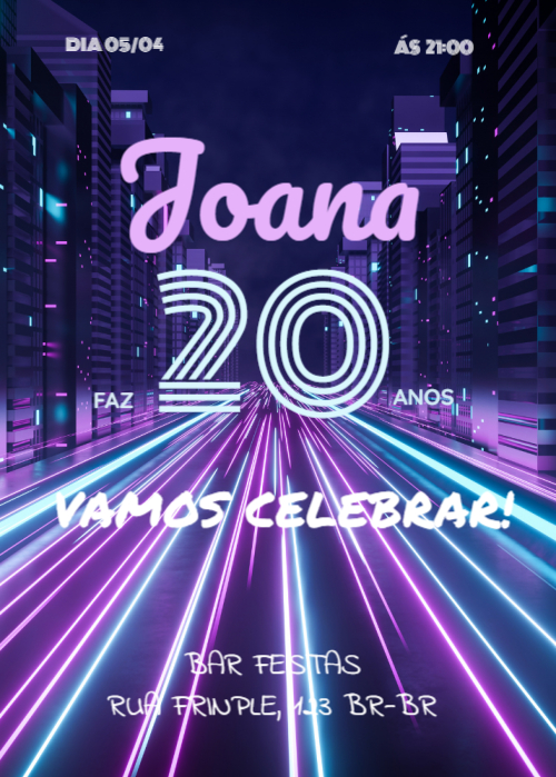  Convite Fundo neon, cidade