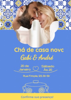 Convite Chá casa nova, com foto