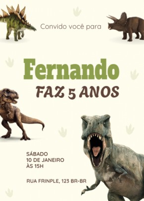  Convite Vários Dinossauros