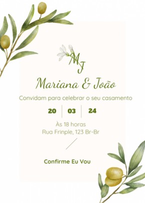  Convite Folha de oliva com azeitona