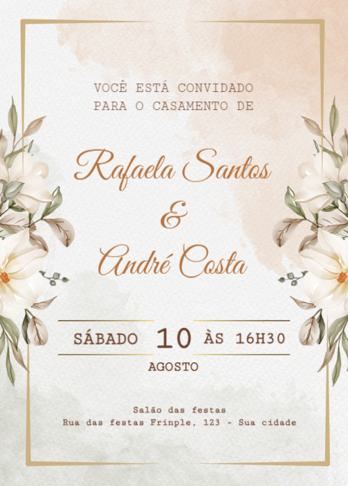 Convite de casamento gratuito tons e flores