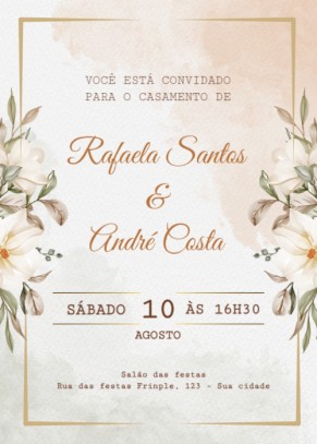 Convite de casamento gratuito tons e flores