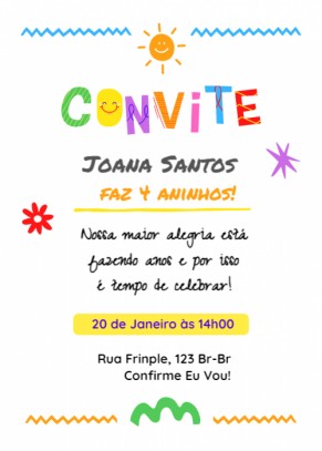Convite colorido, palavra convite não editável