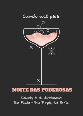  Convite Fundo preto, copo com bebida