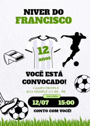  Convite aniversário Jogo de Futebol