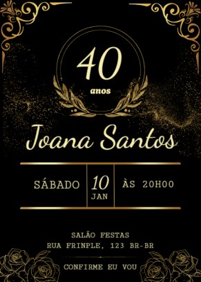  Convite gratuito Fundo preto, feitios nos cantos