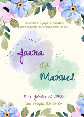  Convite Chá revelação, flores, cor
