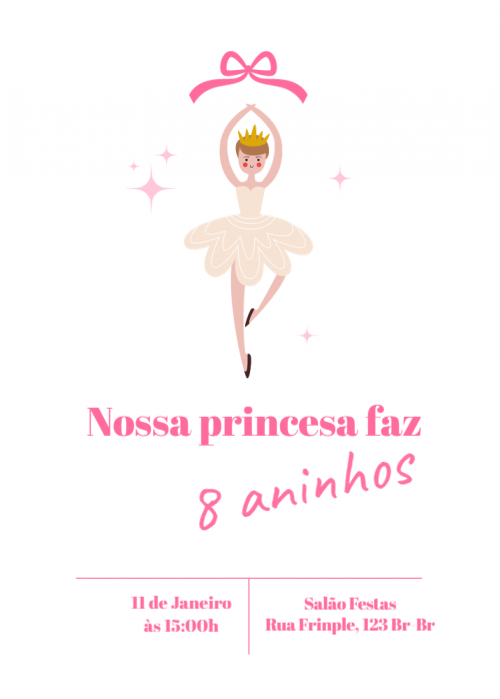  Convite Princesa bailarina
