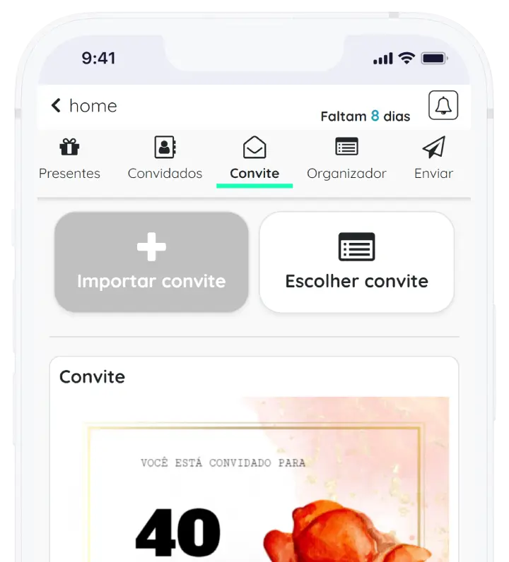 Captura de tela do aplicativo rodando no iOS